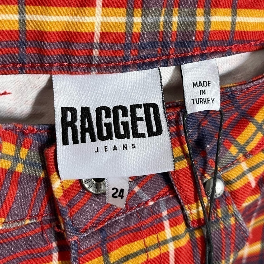 NWT The Ragged Priest Ragged Jeans Register Flare Jeans in Red Checkers‎ Size 24 - Picture 9 of 14